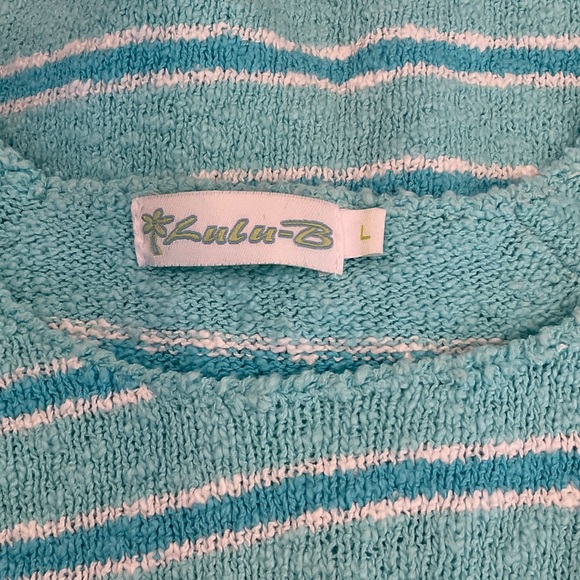 Lulu-B Aqua Striped Short Sleeve Top - Picture 2 of 4